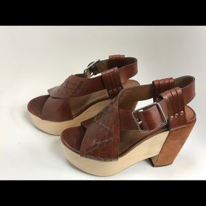 Thakoon  Addition platform leather wood sandals